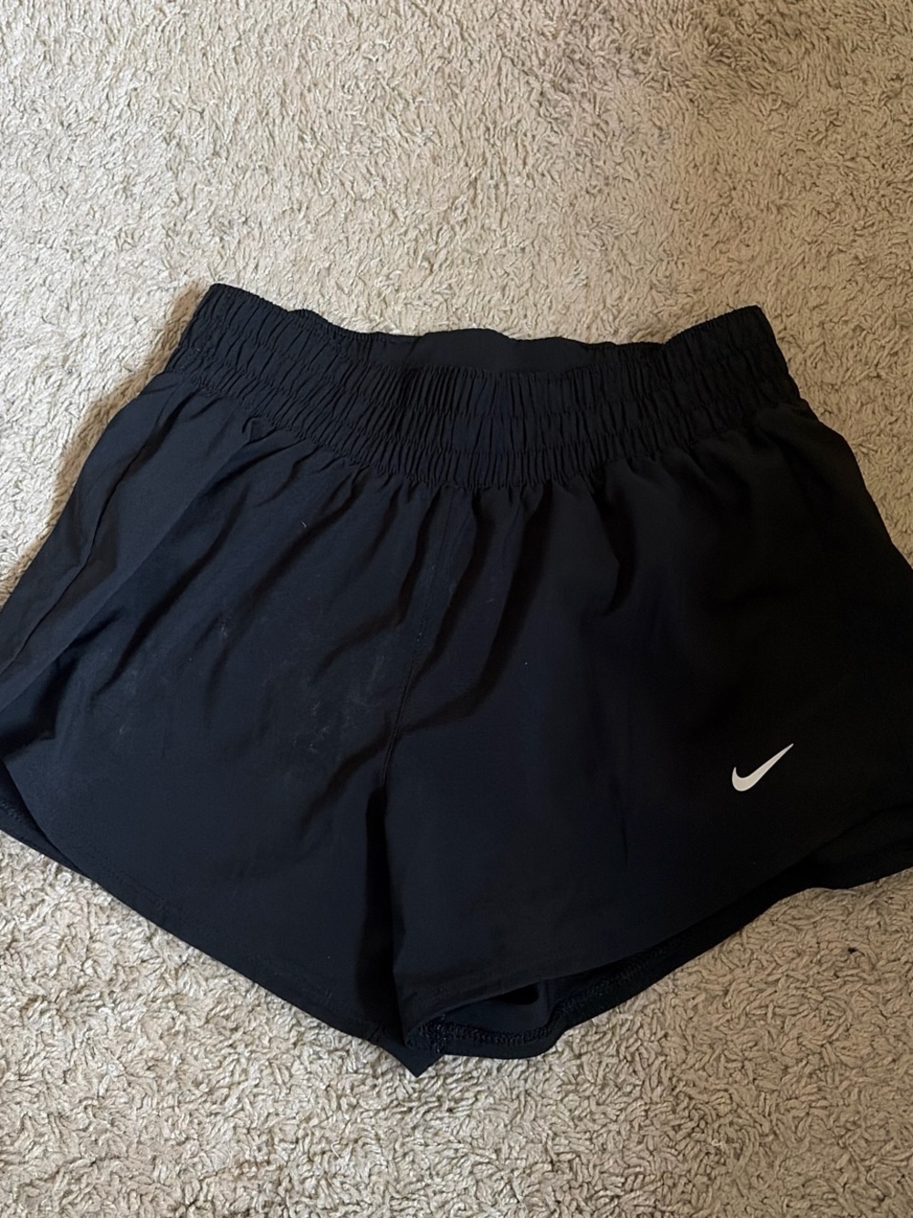 Nike Black Women's Athletic Shorts with White Swoosh